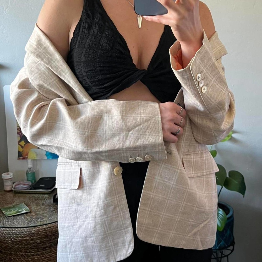 Vintage Linen Cream and Peach Blazer